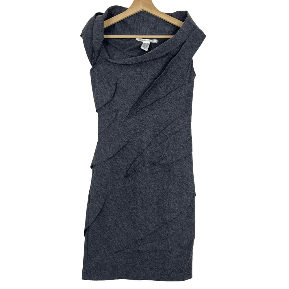 DVF Diane Von Furstenberg Pleated Wool Sheath Dress